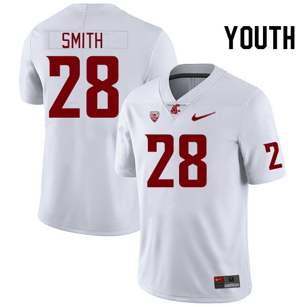Youth #28 Isaac Smith Washington State Cougars College Football Jerseys Stitched Sale-White - Click Image to Close